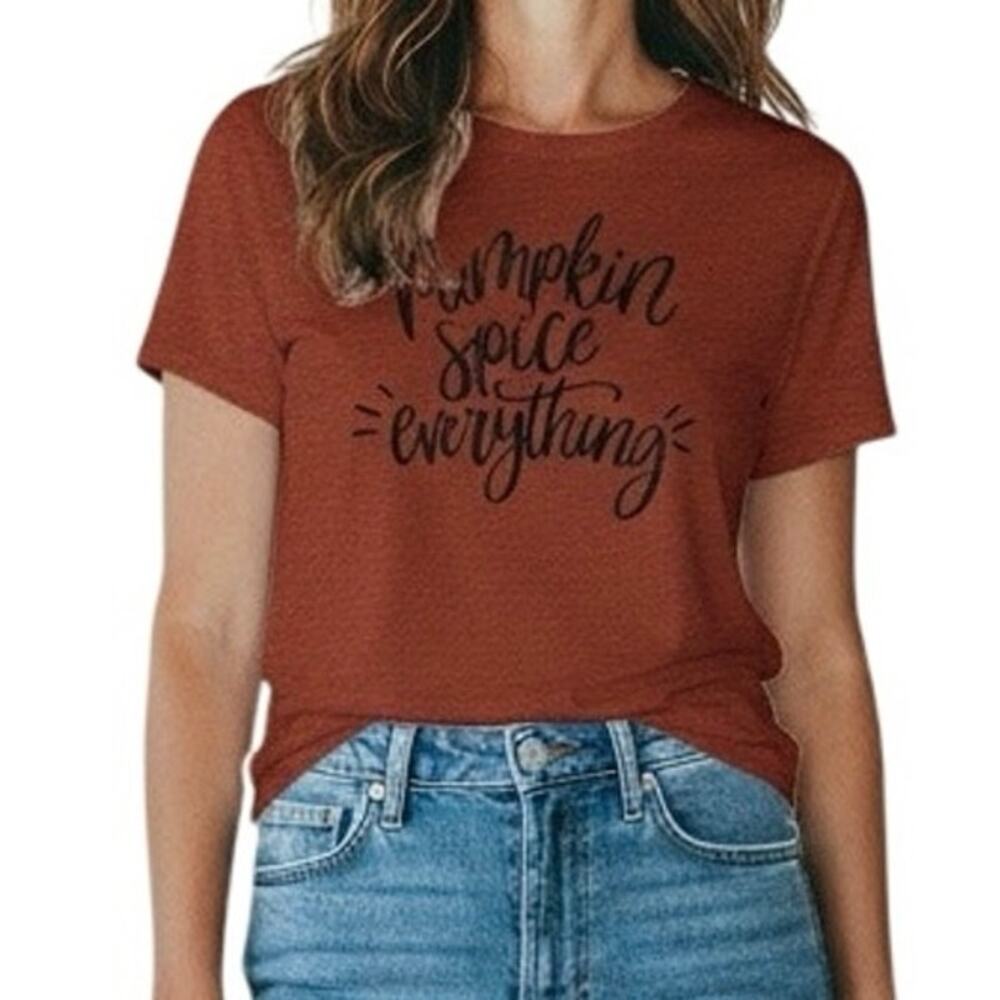 Custom Pumpkin Spice Everything Graphic Tee Rust Fall Autumn Cozy